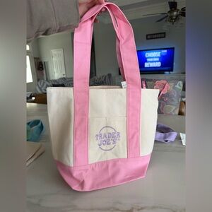 Trader Joe’s Pink & Cream Canvas Tote Bag